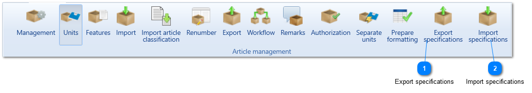 Import and export specifications