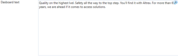 4. Dashboard text