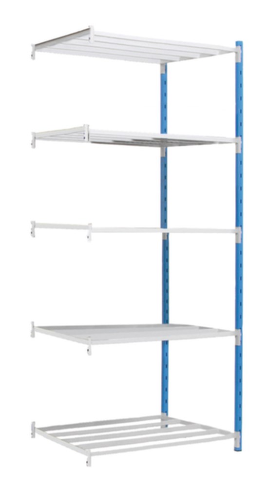 inhaakstelling, magazijn/werkplaats, staal, 217 kg, 1200 kg, 5 stuks, 1000 mm, 500 mm, eenzijdig, legborden, poedercoating, poedercoating, recht, RAL5015 hemelblauw, RAL5015 hemelblauw, 20 kg, 1 st i0000043336.jpg