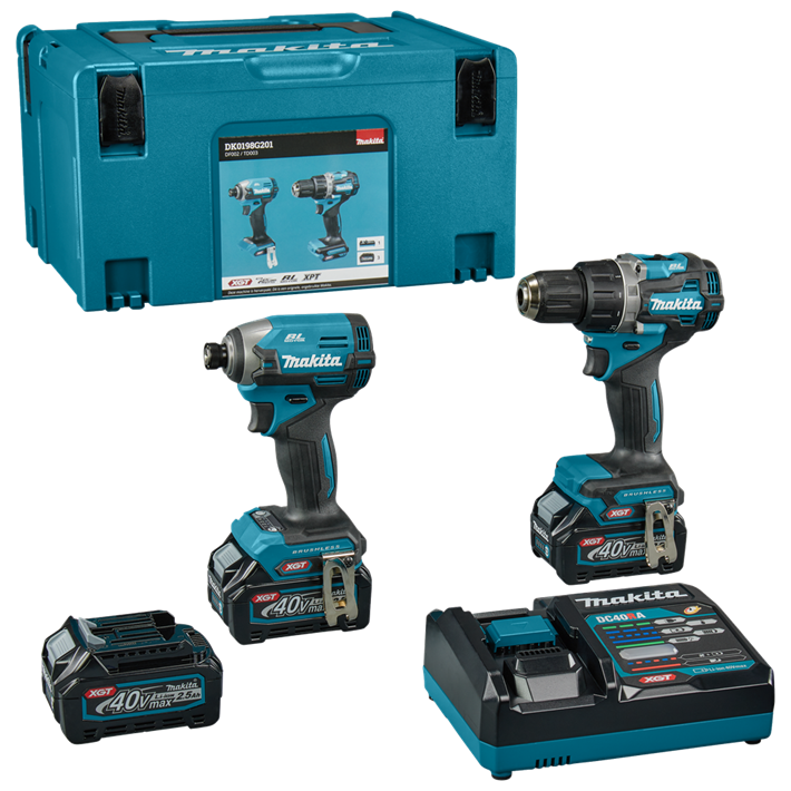 Afbeelding Makita 40 v max combiset boren en (slag)schroeven DK0198G201