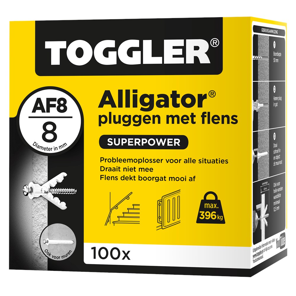 Afbeelding voor Alligator plug + flens AF8 Ø8mm wanddikte > 12,5mm