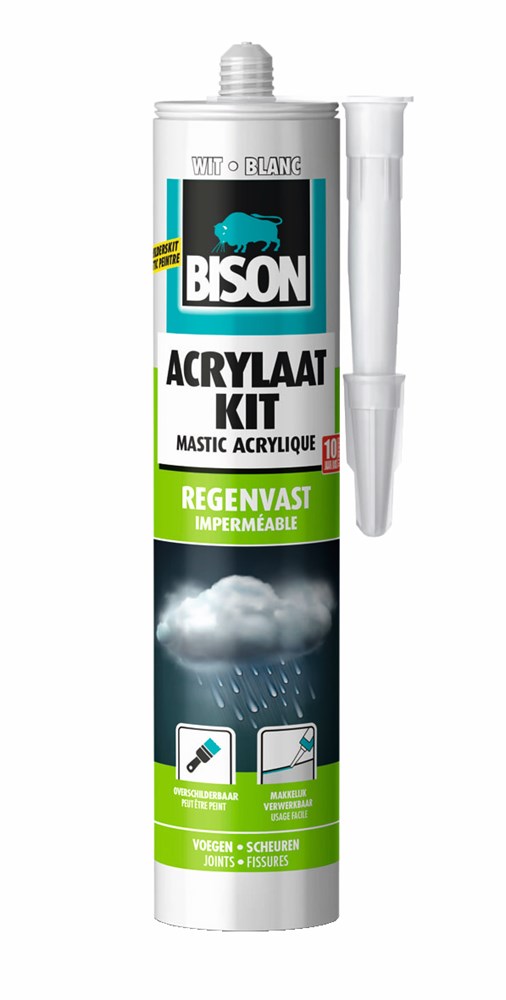 Afbeelding voor Bison Acrylaatkit Regenvast Wit Koker 300 ml NL/FR