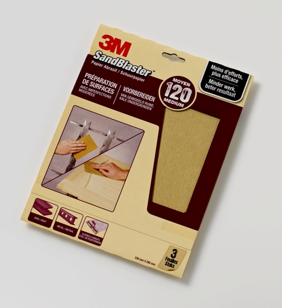 3M Sandblaster Schuurpapier - P120 - 3 Stuks