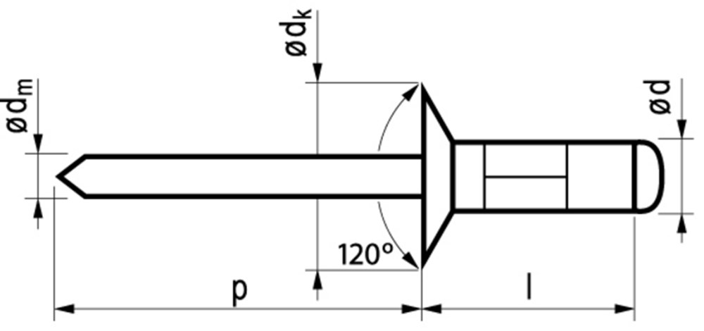 Afbeelding voor Blindklinknagel PLIA aluminium/staal PLIA/multigrip/verzonken kop MFX 1004