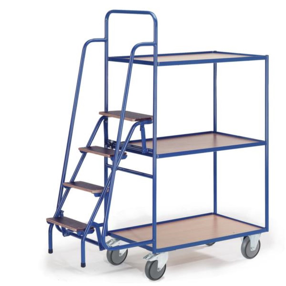 Verzamelwagen, 250 kg, 990 mm, 590 mm, 1900 mm, 3 stuks, houten plaat, 990 mm, 590 mm, 935 mm, massief rubber, 2 stuks, staal, nee, nee, recht, geen, nee, rechthoekig, 160 mm, RAL5010 gentiaanblauw, 71 kg, 1 st i0000061197.jpg