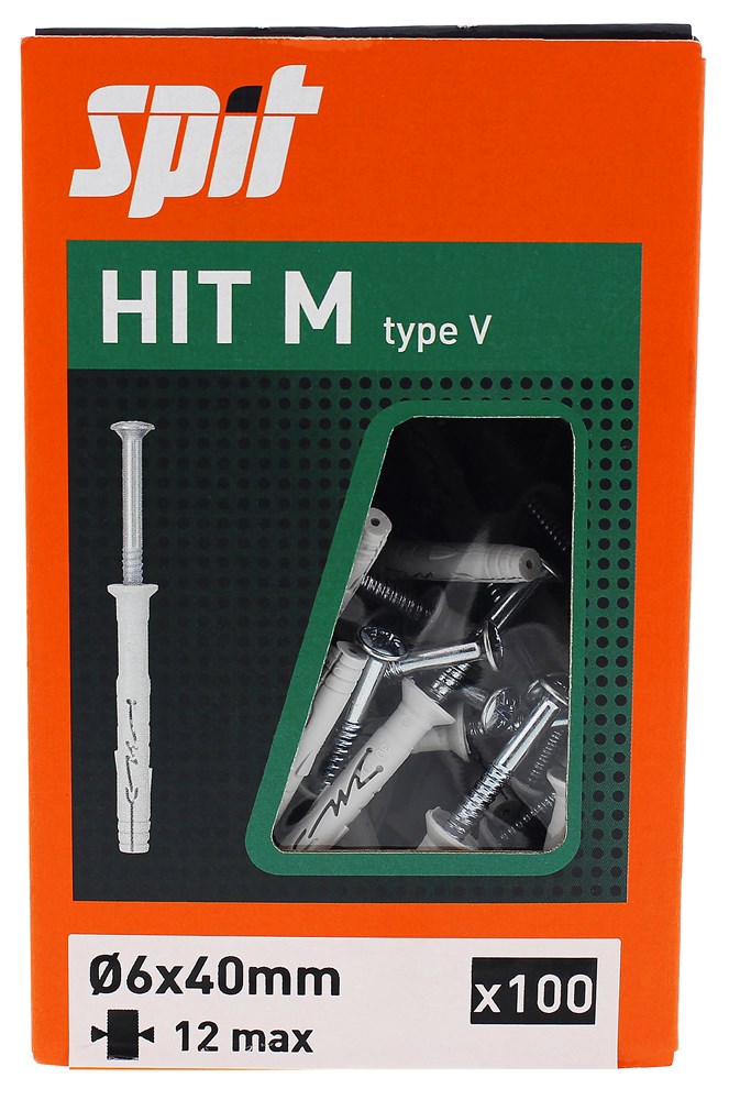 Afbeelding voor Nylon slagplug met verzonken kop en verzinkte nagel HIT M VERZONKEN KOP