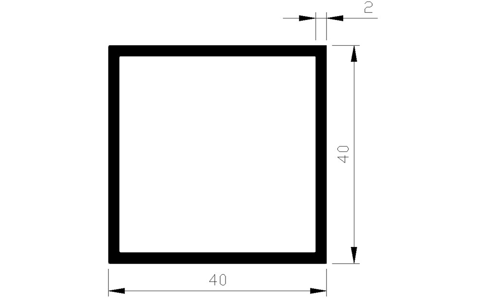 Afbeelding voor Aluminium kokerprofiel 40x40x2 per mtr