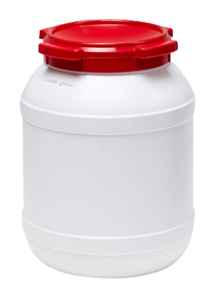 Afbeelding voor vat met wijde hals,HxØ 426x316mm,26l,invulopening Ø 204mm,PE,vat/deksel wit/rood