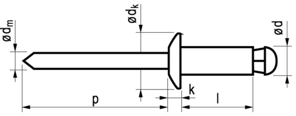 Afbeelding voor Blindklinknagel aluminium/staal spreidnagel/bolkop MFX 1301