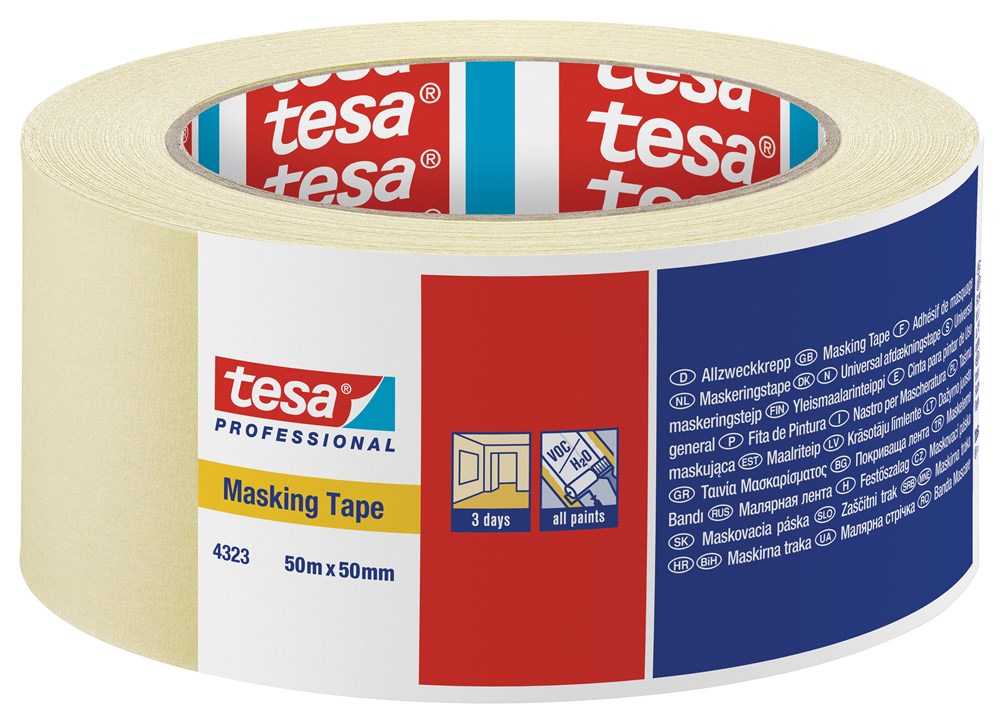 Tesa 4323 Afplaktape Beige - 50 m x 50 mm