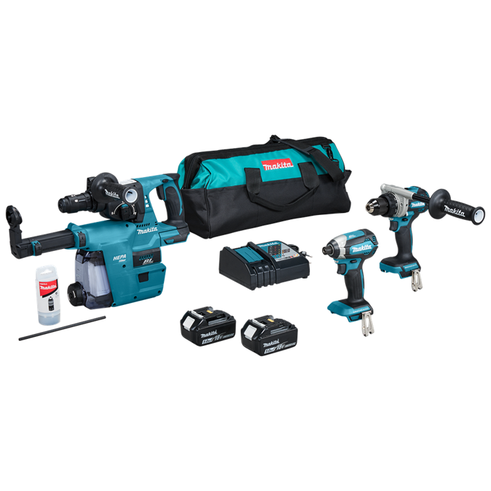 Afbeelding Makita 18 v combiset voor allround tot zwaar boor-en schroefwerk DLX3154TX1
