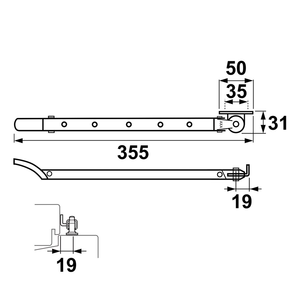raamuitzetter rvs/zwart axa-4 raamuitzetter rvs/zwart axa-4