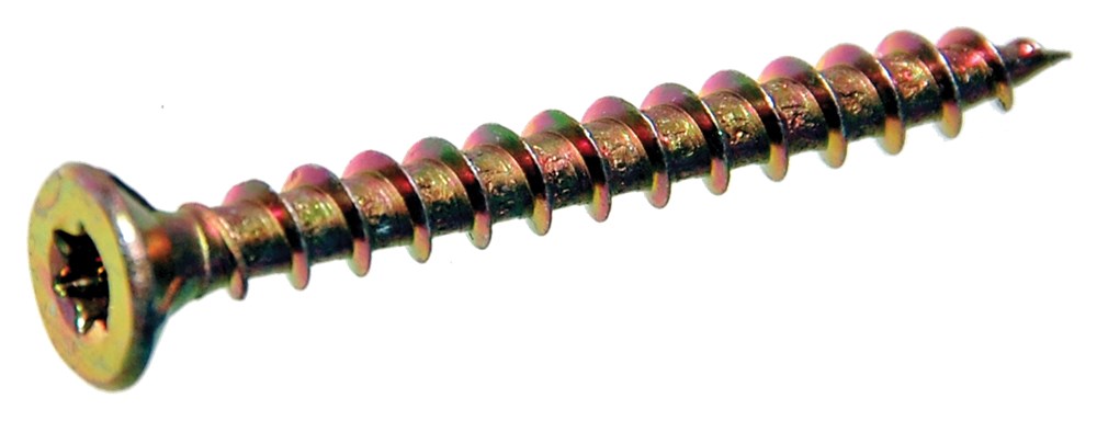 Spaanplaatschroef platverzonken kop torx, geel verzinkt