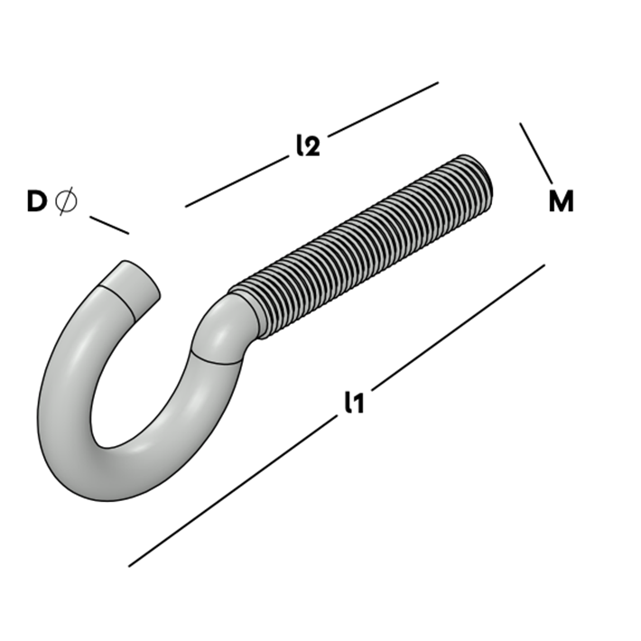Afbeelding tekening GB schroefhaak metrisch draad ev