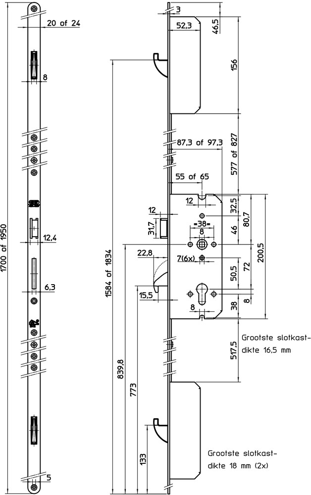 Afbeelding voor 4926/02-55 DR.1+3 bulk per 5 - Veiligheidsmeerpuntssluiting, Excellence line krukbediend 4926