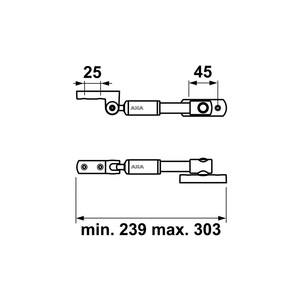 telescoop uitzetter staalgrijs/grijs axa-4 telescoop uitzetter staalgrijs/grijs axa-4