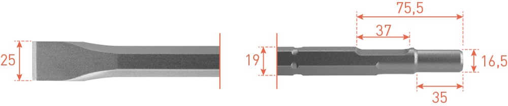 Afbeelding voor Vlakbeitel 6-kant 19 / 16,5x35 215.3
