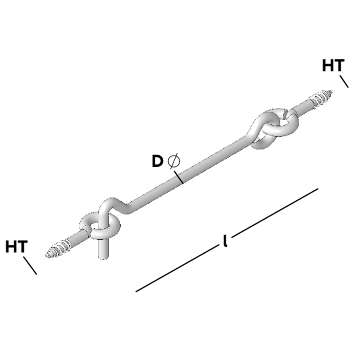 Afbeelding tekening GB windhaak ht/oog ht houtdraad - houtdraad