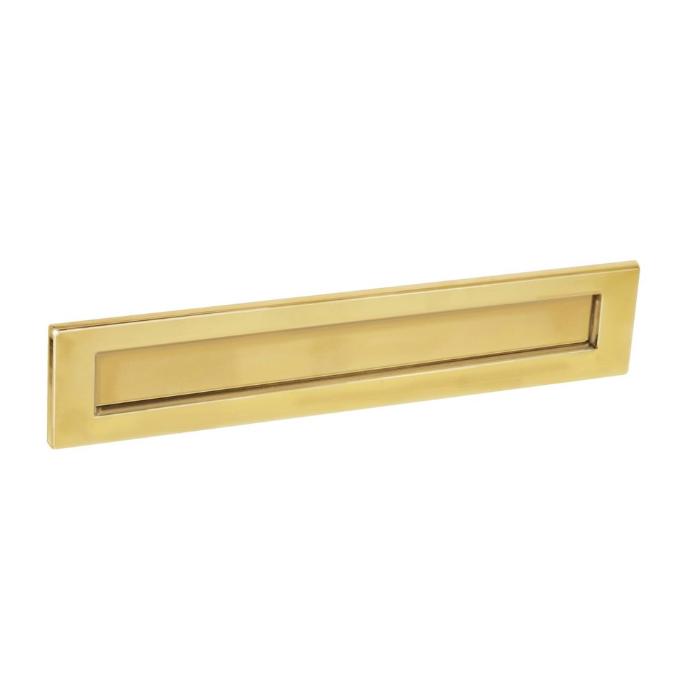 Briefplaat met veer, messing