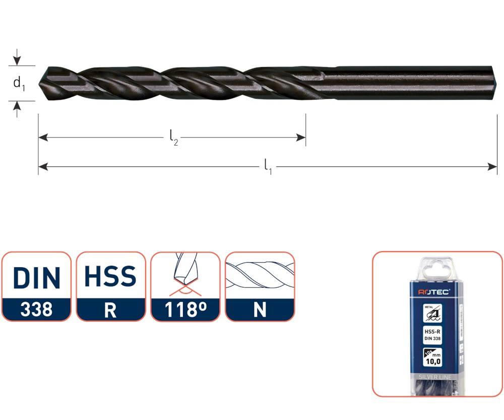 Afbeelding voor HSS-R Spiraalboor, Silver-Line 100