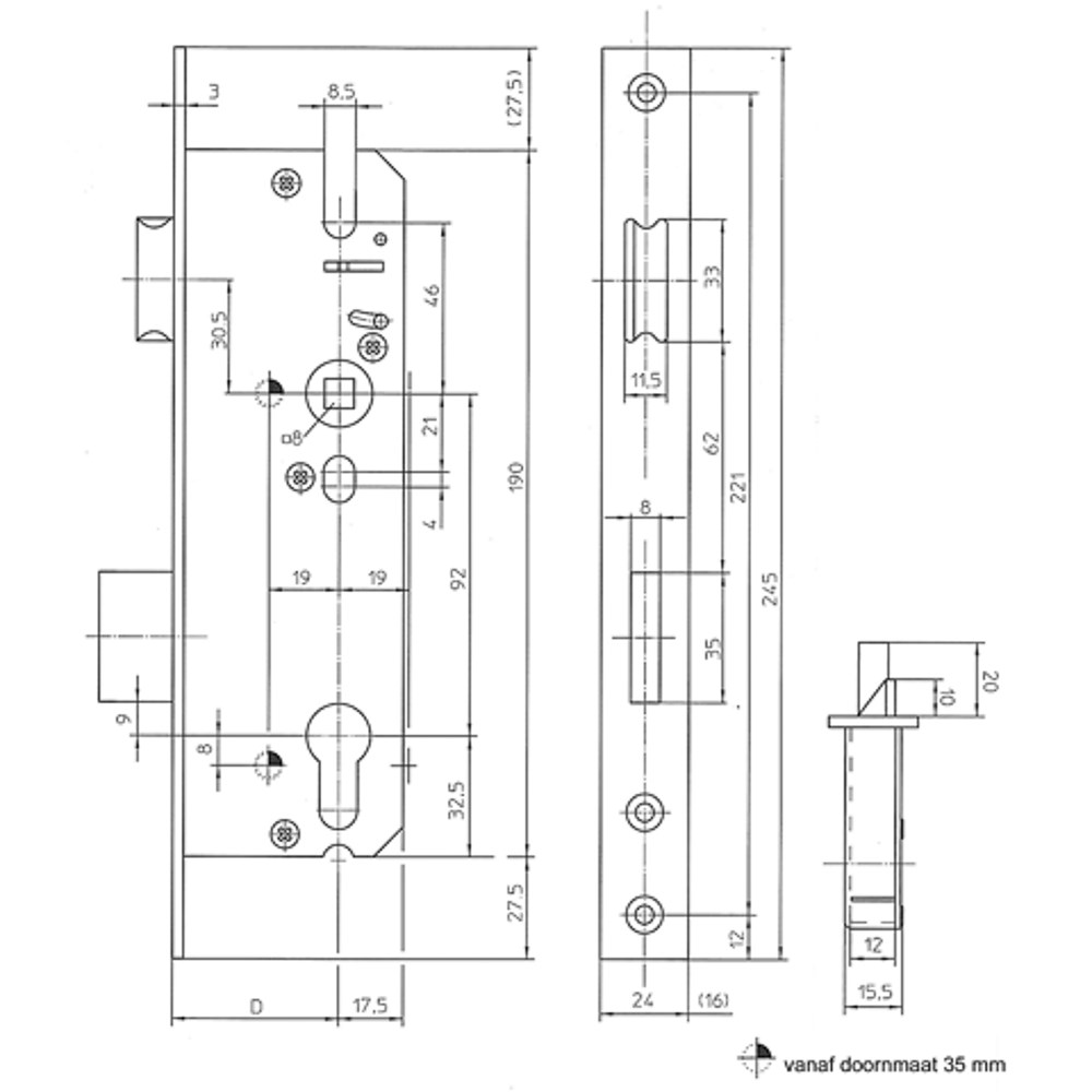 Afbeelding voor mauer 4592 PZW 30 mm RVS Ls/Rs 20mm voorplaat 4592P