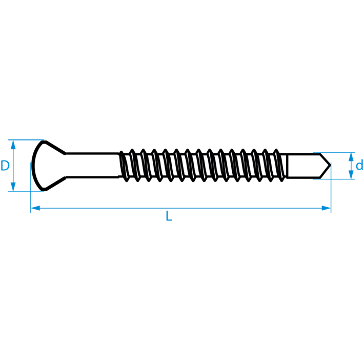 Glaslatschroeven zelfborend lenskop tekening | Glazing bead selfdrilling screws lens head drawing | Glasleistenschrauben selbstbohrend Linsenkopf Zeichnung | Vis à pareclose autoperceuses tète de lentille plan