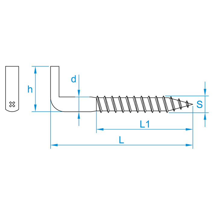 Schroefduimen zwaar met kruisindruk tekening | Cross recessed square hooks heavy drawing | Kreuzschlitzhaken Zeichnung | Gonds à vis lourds à empeinte cruciforme plan