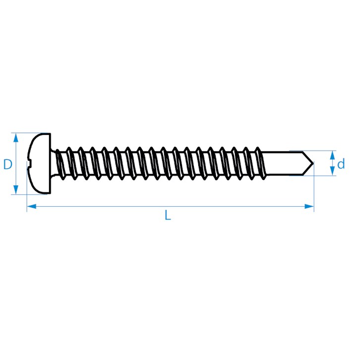 Zelfborende schroeven panhead DIN7504N tekening | Selfdrilling screws panhead DIN7504N drawing | Selbstbohrende Schrauben Zylinderkopf DIN7504N Zeichnung | Vis autoforantes tête cylindrique DIN7504N plan