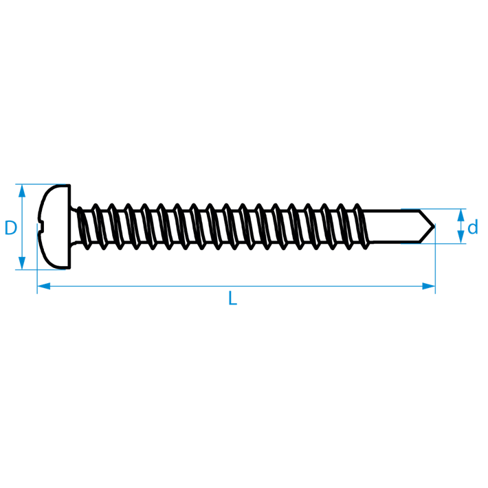 Zelfborende schroeven panhead DIN7504N tekening | Selfdrilling screws panhead DIN7504N drawing | Selbstbohrende Schrauben Zylinderkopf DIN7504N Zeichnung | Vis autoforantes tête cylindrique DIN7504N plan