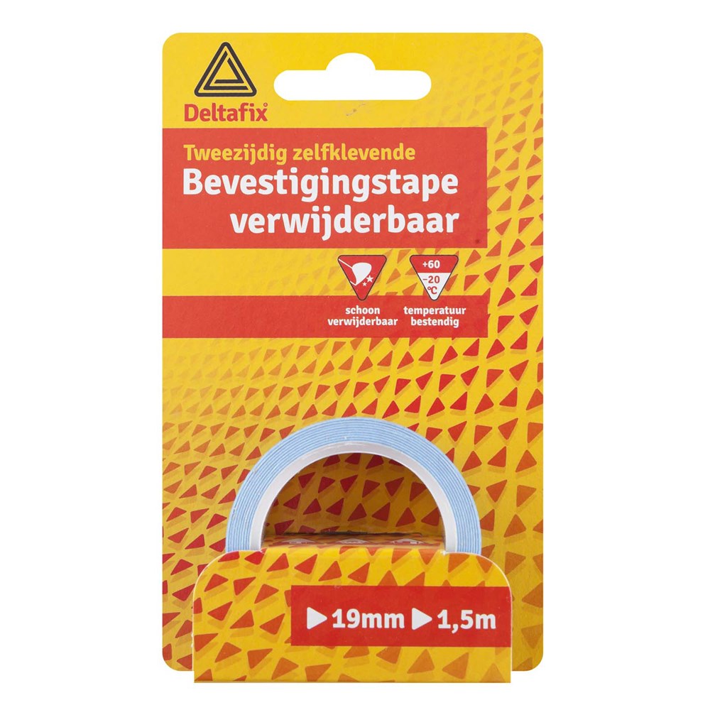 Afbeelding voor bevestigingstape dubbelzijdig zelfklevend verwijderbaar wit 1.5 m x 19 mm x 0.5mm