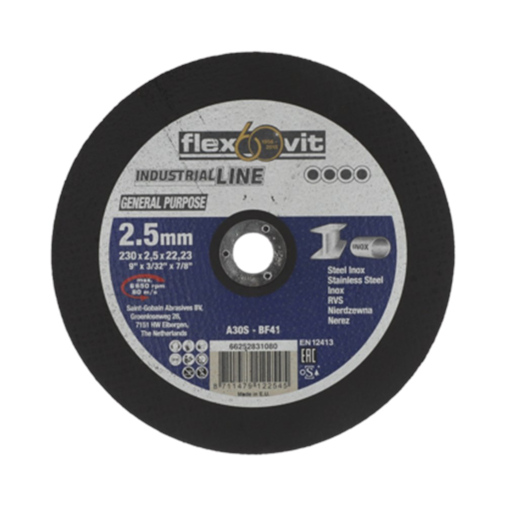 66252831080 Flexovit GENERAL PURPOSE for Right-Angle Grinder Cut-Off on METAL INOX 230x2.5x22.png