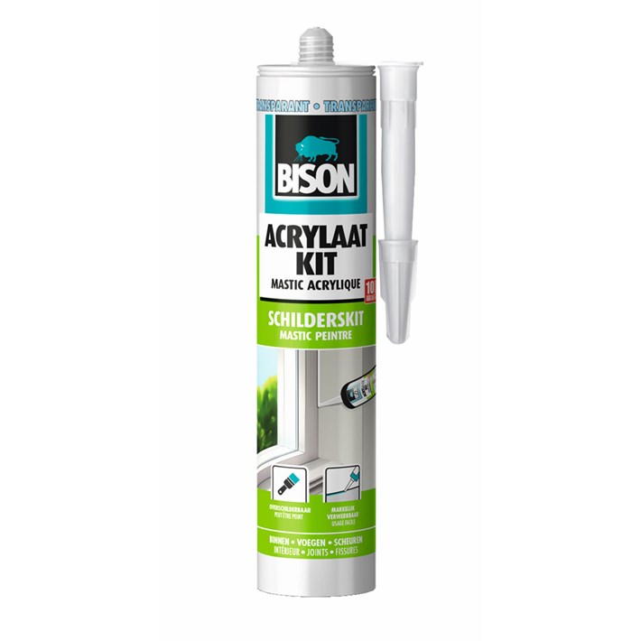 6304753 Bison Acrylic Sealant Universal Transparent Cartridge 300 ml NL/FR