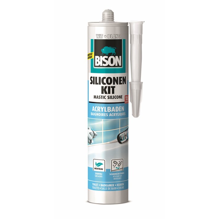 1491356 Bison Silicone Sealant Acrylic Baths White Cartridge 300 ml NL/FR