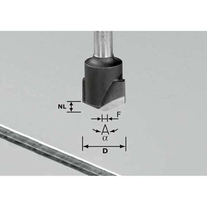 V-groeffrees HW schacht 8 mm HW S8 D18-135° (Alu)