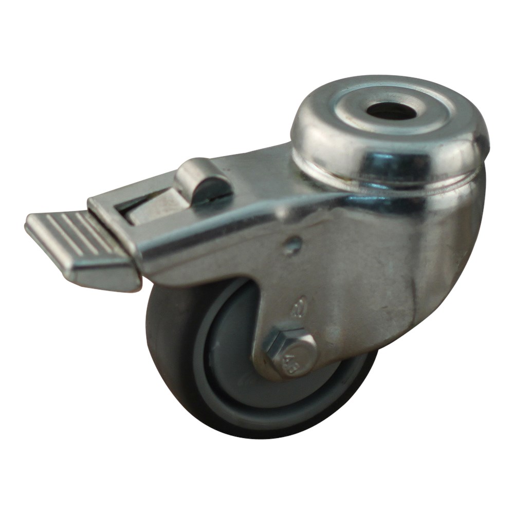 zwenkwiel grijs rubber met gat en rem-2 zwenkwiel grijs rubber met gat en rem-2