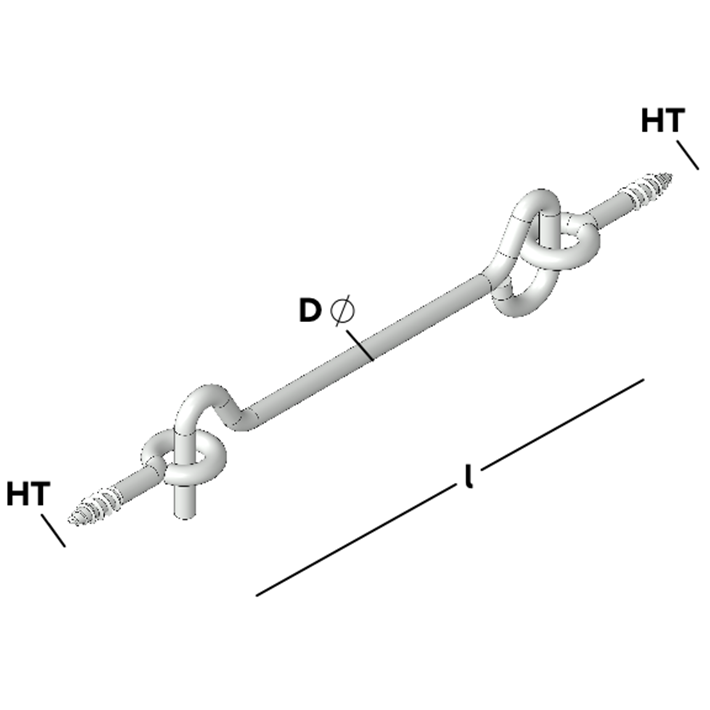 Afbeelding tekening GB windhaak rammelvrij ht/oog ht houtdraad - houtdraad