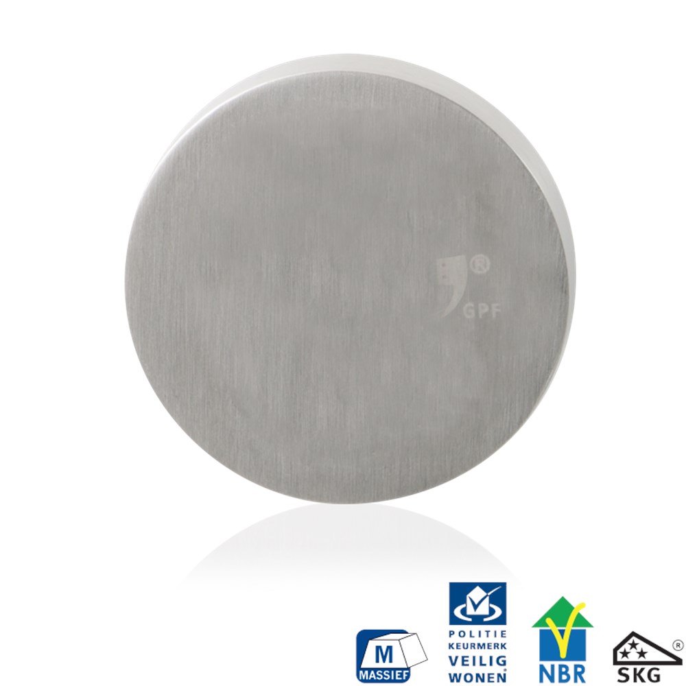 RVS geborsteld, Grijs, RVS, Blind, Ja, 55 mm, 55 mm, stuk, Zakelijk & sportief, Nee, Veiligheidsbuitenrozet inclusief bevestiging voor deurdikte 40mm en 56mm GPF928209199.png