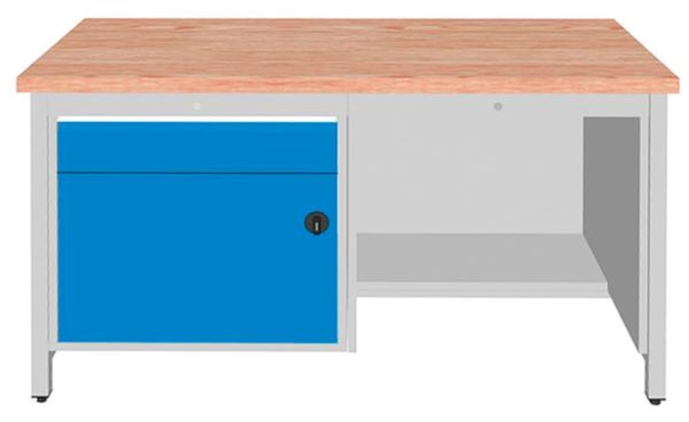 860 mm, 1500 mm, 750 mm, nee, werkplaat, bodemplaten, lades, kast, 1 stuks, 1 stuks, vierpoot, beuken, RAL7035 lichtgrijs, RAL5012 lichtblauw, beuken, staal, 100 kg, 40 mm, 1 stuks, 1 stuks, nee, 130 kg i0000010786.jpg