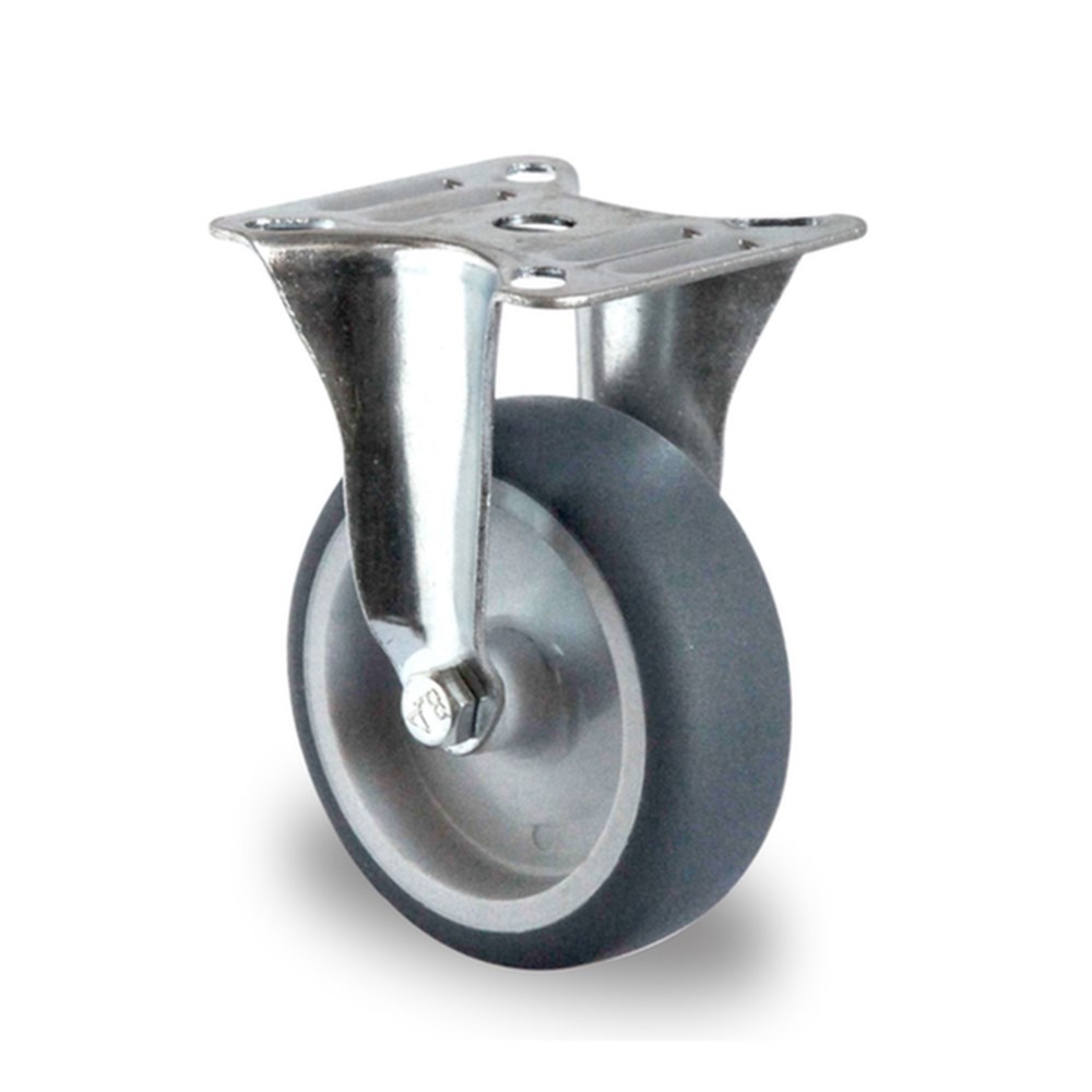 Afbeelding voor Bokwiel grijs rubber 75mm met glijlager draagvermogen 50 kg