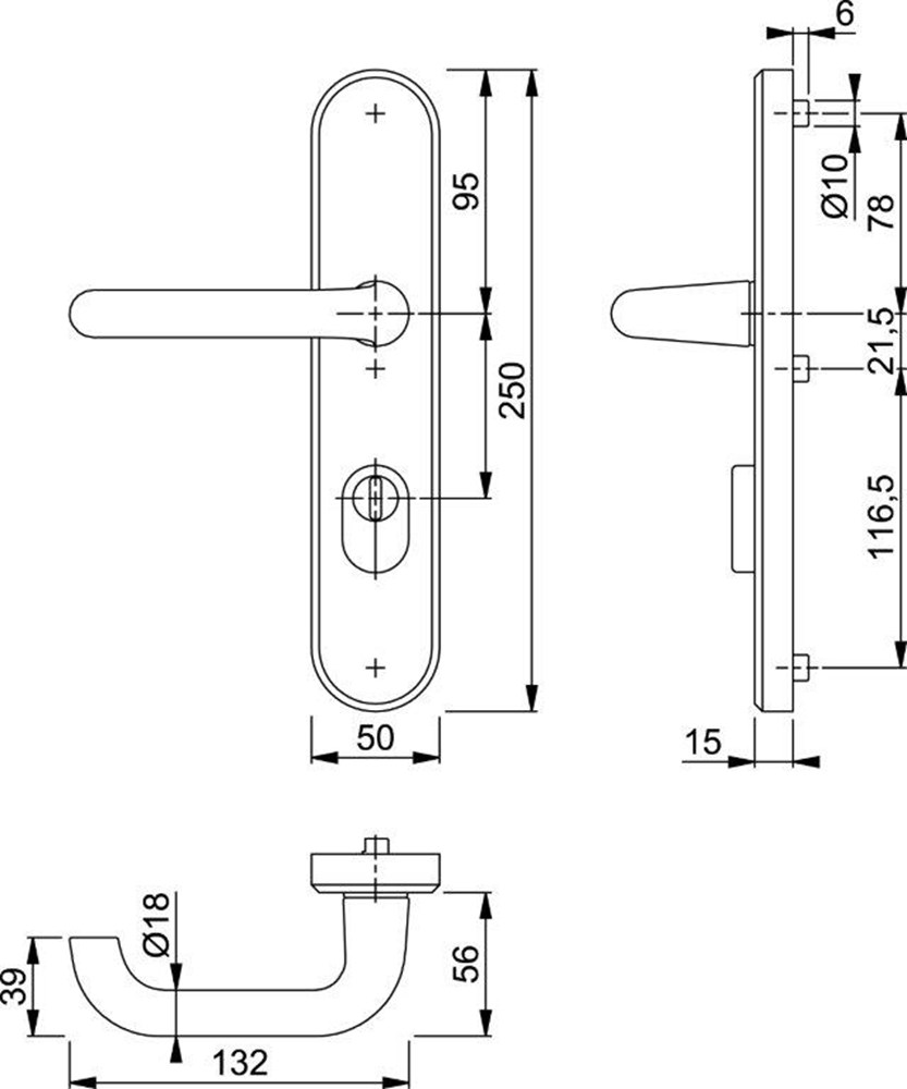 Afbeelding voor Veiligheids deurkruk-halfgarnituur Paris 138L/3236ZA