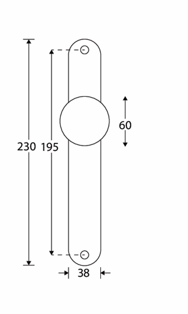 Kruk/knop schild, messing