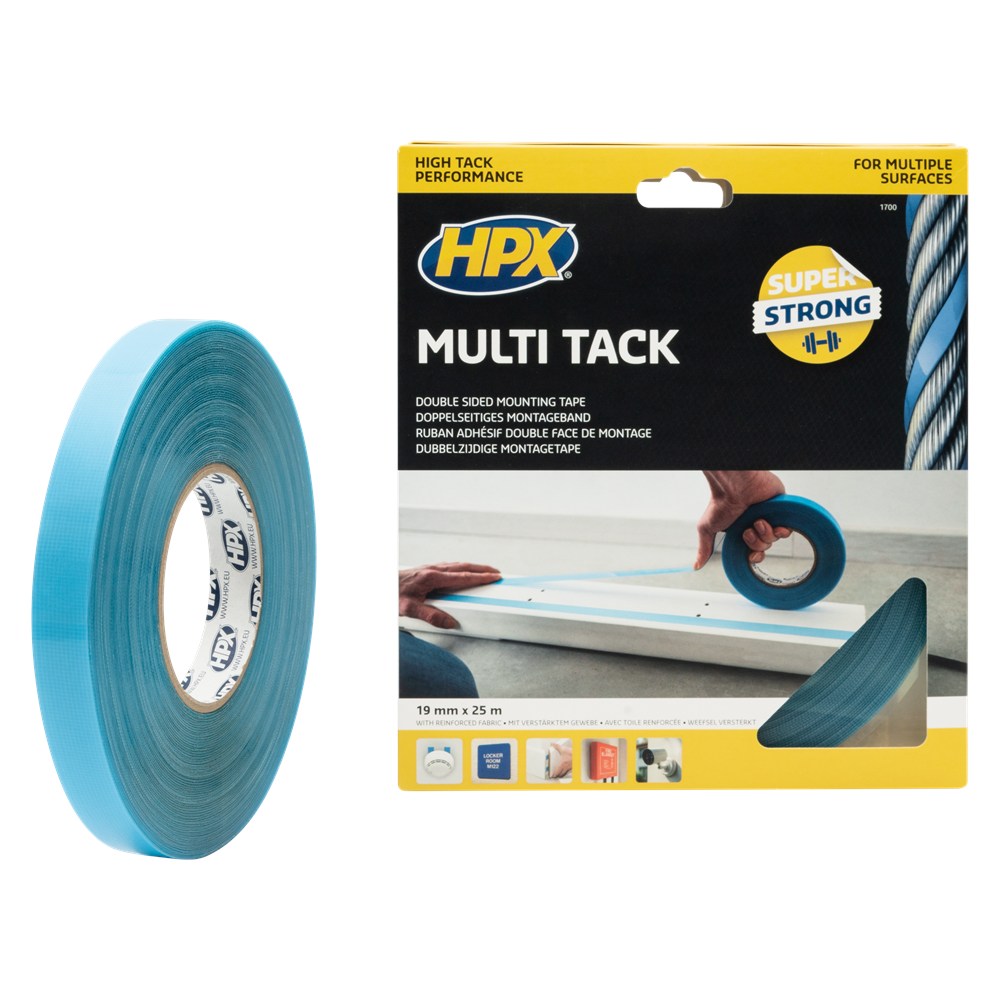 HPX dubbelzijdige multitack tape rol 25 meter (2)