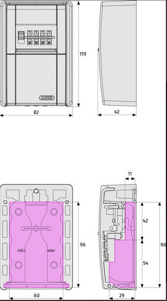 code sleutelkastje metaal/zamac abus-2 code sleutelkastje metaal/zamac abus-2