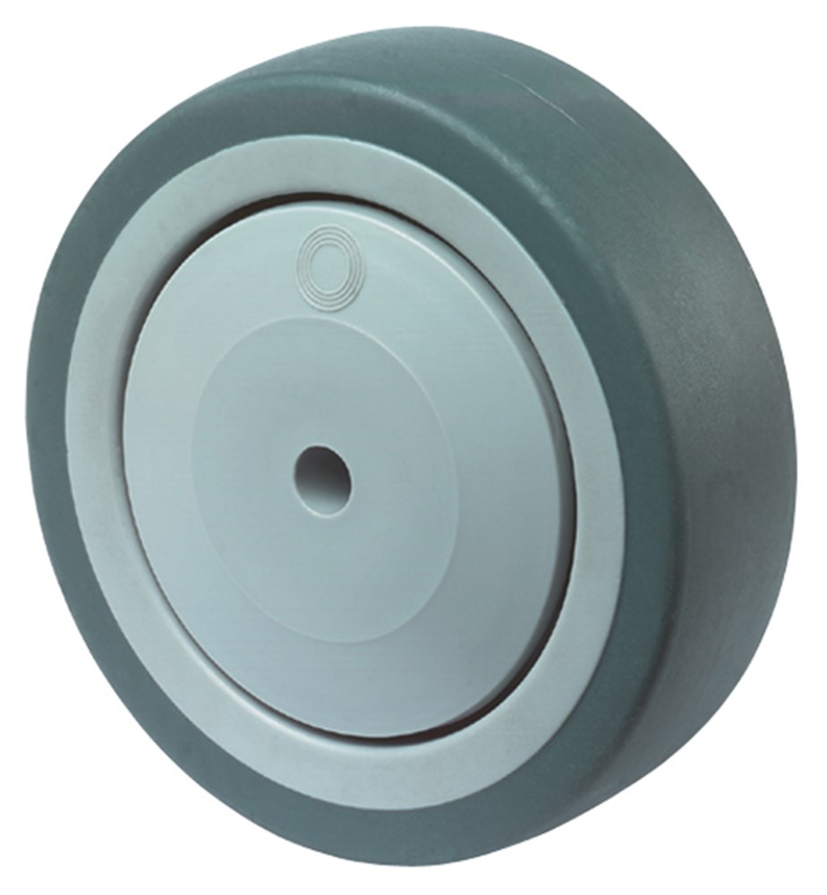 Afbeelding voor Wiel los grijs rubber 125mm as 8 mm naaf 36,5 mm draagvermogen 100 kg