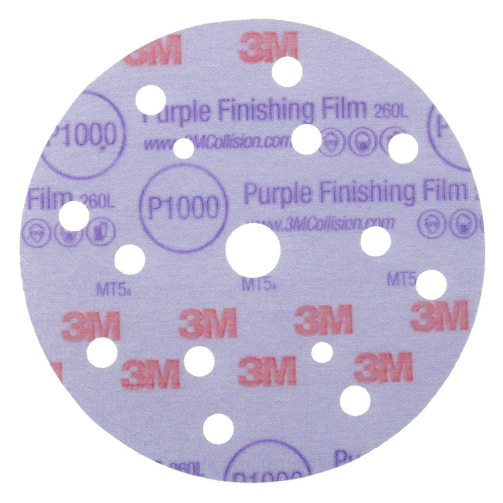 3M Hookit Purple Finish Film Schuurschijf 260L+ 150mm 15 Gaten (10)