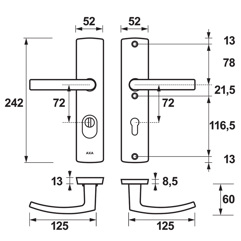 Afbeelding voor CURVE PLUS VH BESLAG/BLOKKRUK/PC72/ 242X52/F8 ZWART/SKG3/BLISTER