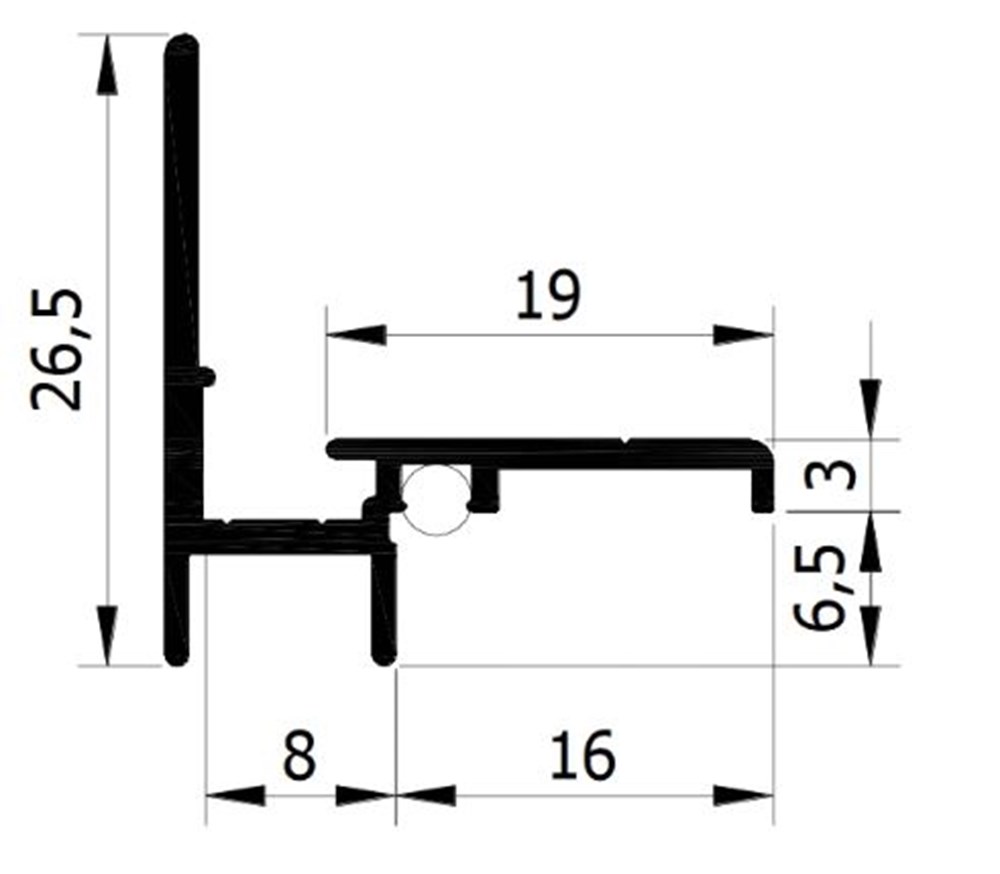 Beglazingsprofiel binnenbeglazing, aluminium