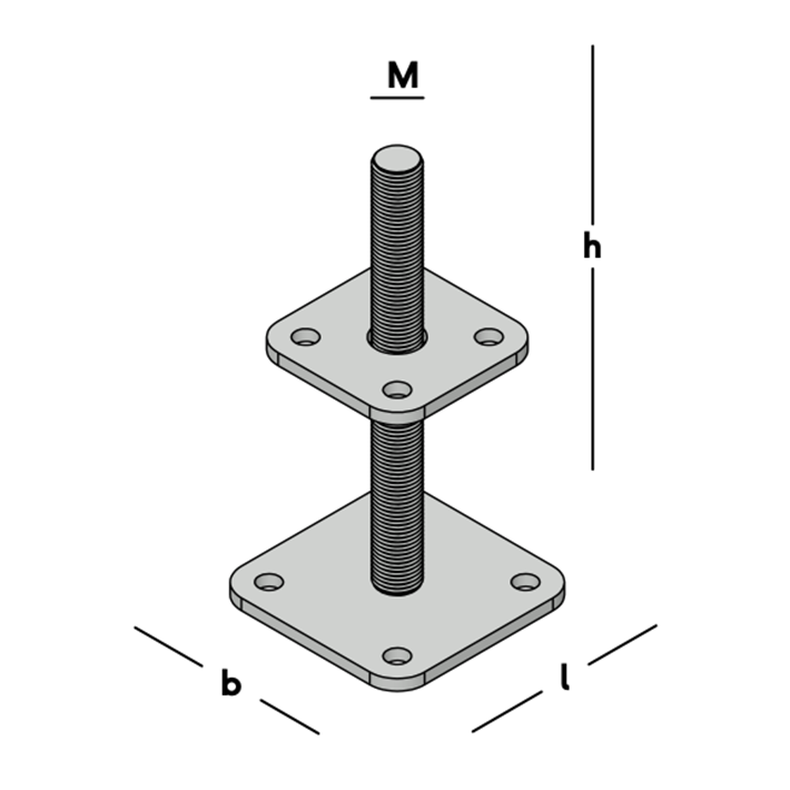 Afbeelding tekening GB pergolasteun verticaal verstelbaar tv-3