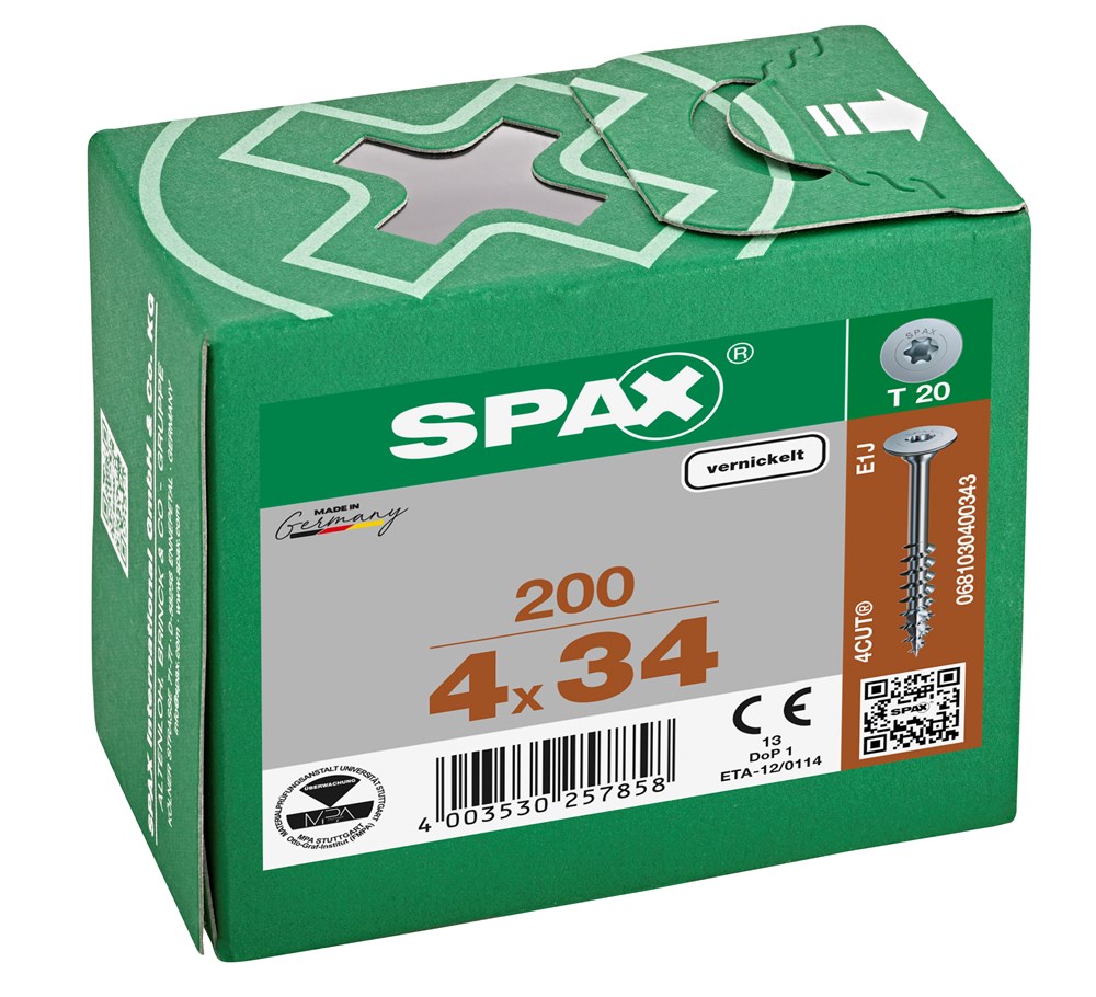 corpusschroef vernikkeld spax-4 corpusschroef vernikkeld spax-4