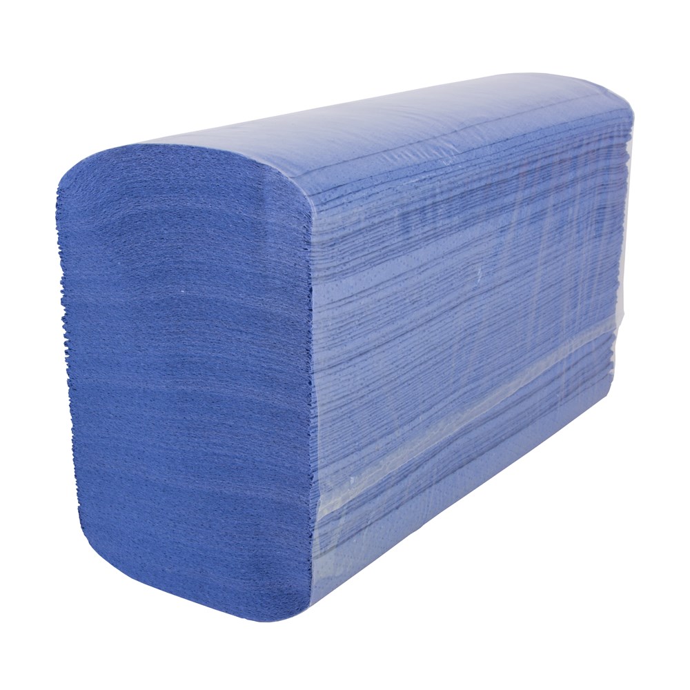 Handdoek 2-laags blauw cell ZZ-vouw 22x27cm doos (1)